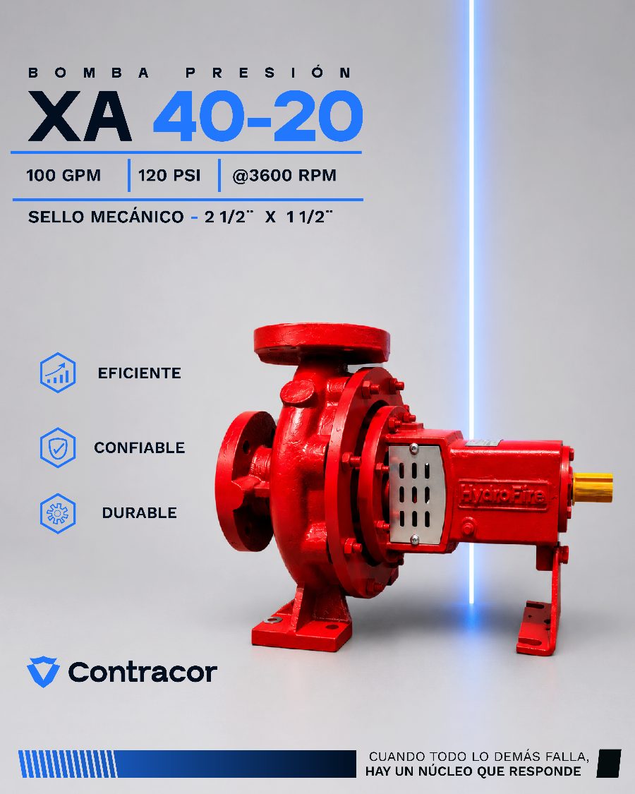Bomba de presión contra incendio Contracor XA 40-20, 100 GPM y 120 PSI